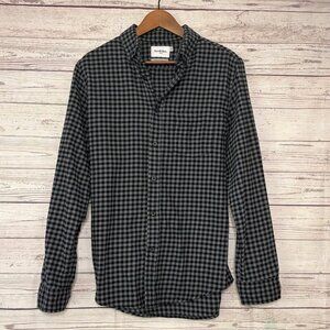 🦃 Goodfellow Black Grey Checkered Flannel Button Down Large‎